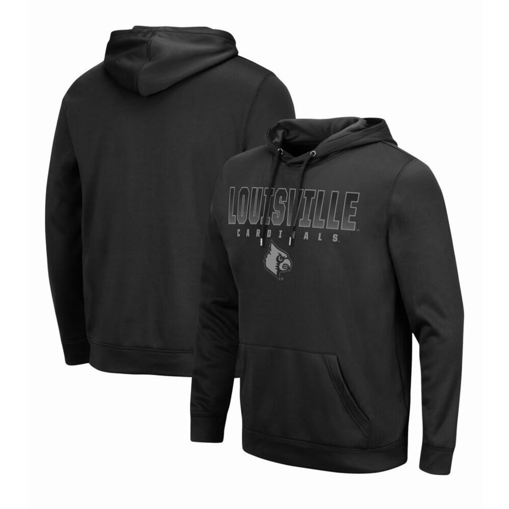 NWT Men’s Colosseum Louisville Cardinals Blackout Hoodie Black Medium Sweatshirt
